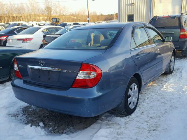 4T1BE32K62U536002 - 2002 TOYOTA CAMRY LE BLUE photo 4