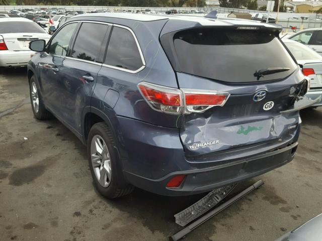 5TDDCRFH0FS011337 - 2015 TOYOTA HIGHLANDER BLUE photo 3