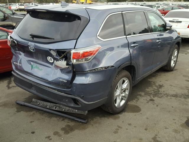 5TDDCRFH0FS011337 - 2015 TOYOTA HIGHLANDER BLUE photo 4