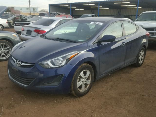 5NPDH4AE4EH497348 - 2014 HYUNDAI ELANTRA SE BLUE photo 2