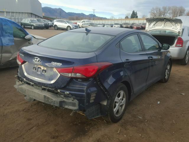 5NPDH4AE4EH497348 - 2014 HYUNDAI ELANTRA SE BLUE photo 4