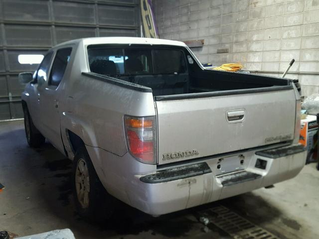 2HJYK16427H502684 - 2007 HONDA RIDGELINE SILVER photo 3