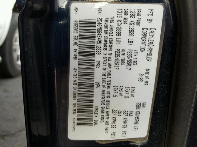 2C4GM68454R512930 - 2004 CHRYSLER PACIFICA BLUE photo 10