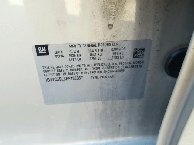 1G11C5SL3FF135357 - 2015 CHEVROLET MALIBU 1LT 棕色 照片 10