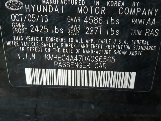 KMHEC4A47DA096565 - 2013 HYUNDAI SONATA HYB BLACK photo 10