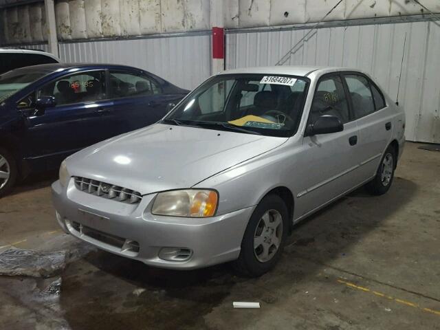 KMHCG45C32U343167 - 2002 HYUNDAI ACCENT GL SILVER photo 2