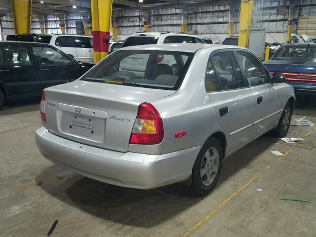 KMHCG45C32U343167 - 2002 HYUNDAI ACCENT GL SILVER photo 4