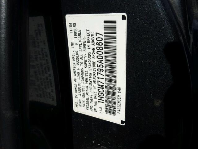 1HGCM71795A008607 - 2005 HONDA ACCORD EX CHARCOAL photo 10