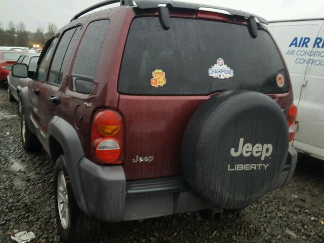 1J4GL48K72W210690 - 2002 JEEP LIBERTY SP MAROON photo 3