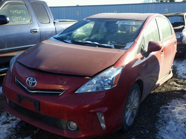 JTDZN3EUXD3196717 - 2013 TOYOTA PRIUS V RED photo 2