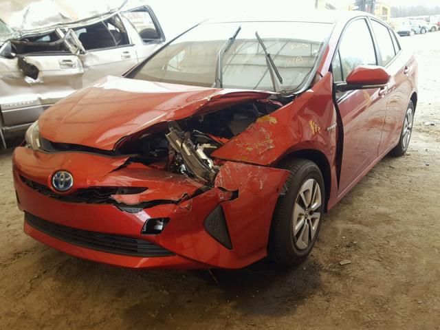 JTDKARFU3H3540067 - 2017 TOYOTA PRIUS RED photo 2