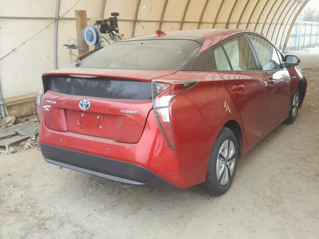 JTDKARFU3H3540067 - 2017 TOYOTA PRIUS RED photo 4