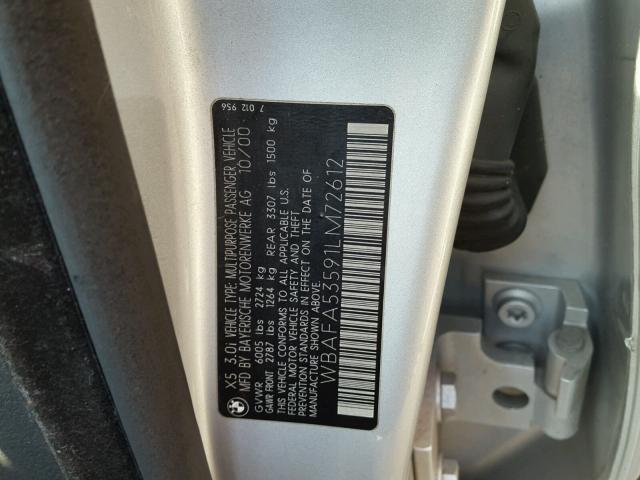 WBAFA53591LM72612 - 2001 BMW X5 3.0I SILVER photo 10