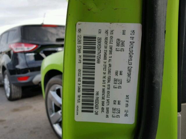 2B3KA53H77H725400 - 2007 DODGE CHARGER R/ GREEN photo 10