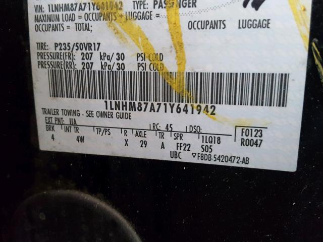 1LNHM87A71Y641942 - 2001 LINCOLN LS BLACK photo 10