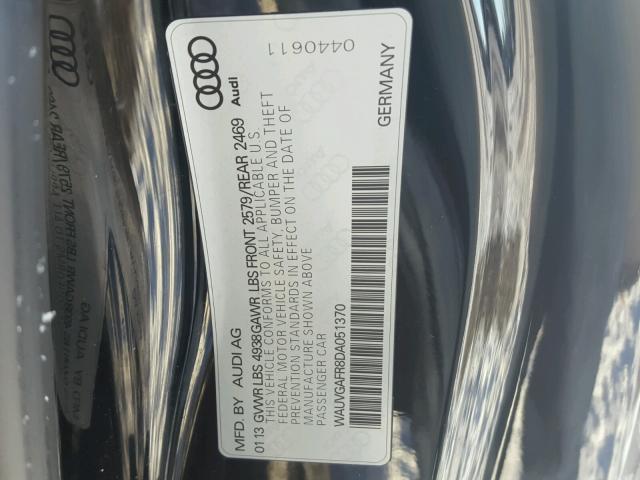 WAUVGAFR8DA051370 - 2013 AUDI S5 PRESTIG BLACK photo 10