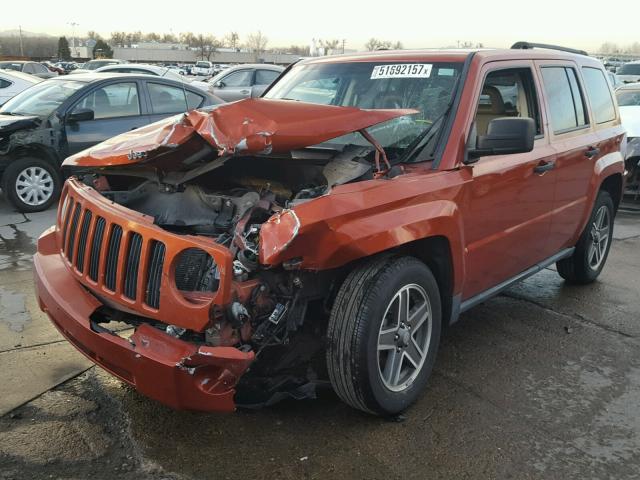 1J8FF28W58D710425 - 2008 JEEP PATRIOT SP ORANGE photo 2