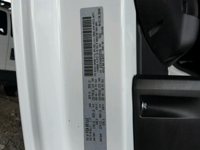 3C6TRVNG6HE523166 - 2017 RAM PROMASTER WHITE photo 10