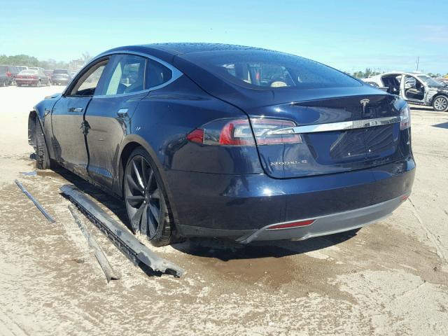 5YJSA1H16EFP32005 - 2014 TESLA MODEL S BLUE photo 3