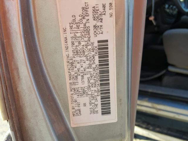 5TBRT34152S251625 - 2002 TOYOTA TUNDRA ACC SILVER photo 10