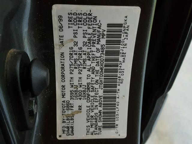 JT6HT00W6X0073485 - 1999 LEXUS LX 470 GRAY photo 10