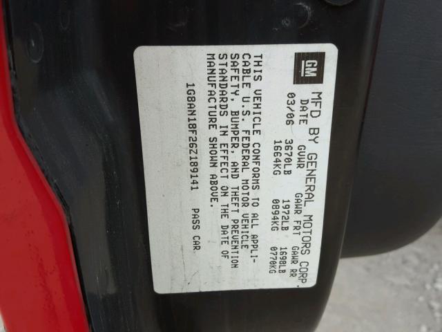 1G8AN18F26Z189141 - 2006 SATURN ION LEVEL RED photo 10