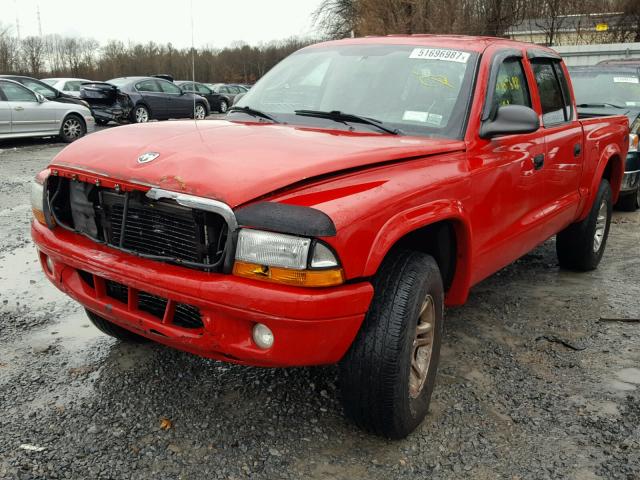 1D7HG38K24S599425 - 2004 DODGE DAKOTA QUA RED photo 2