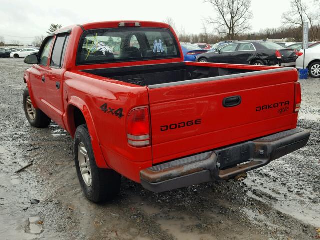 1D7HG38K24S599425 - 2004 DODGE DAKOTA QUA RED photo 3