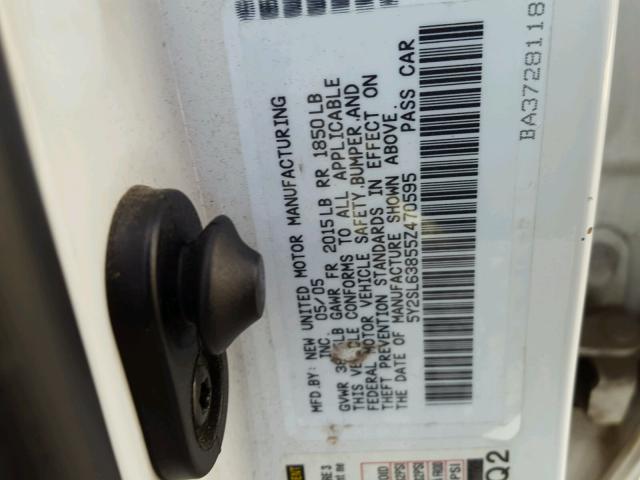 5Y2SL63855Z470595 - 2005 PONTIAC VIBE WHITE photo 10