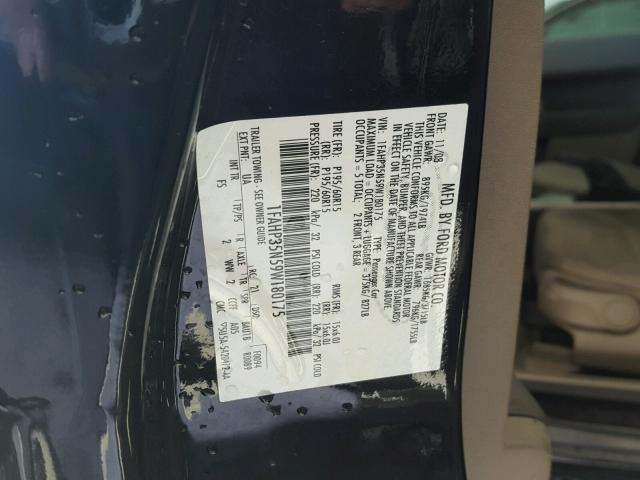 1FAHP35N59W180175 - 2009 FORD FOCUS SE BLACK photo 10