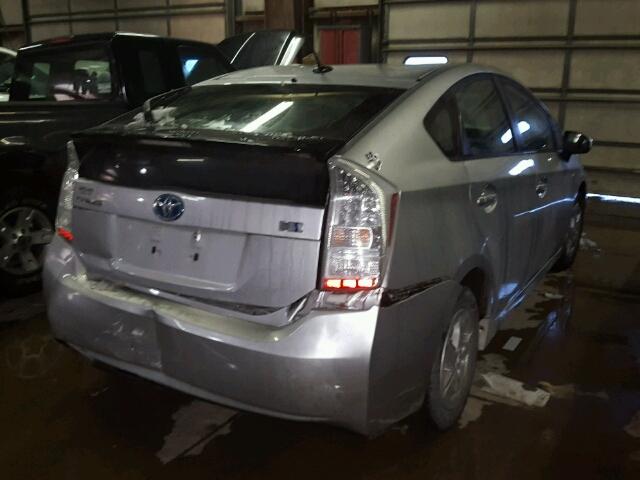 JTDKN3DUXB0325623 - 2011 TOYOTA PRIUS SILVER photo 4