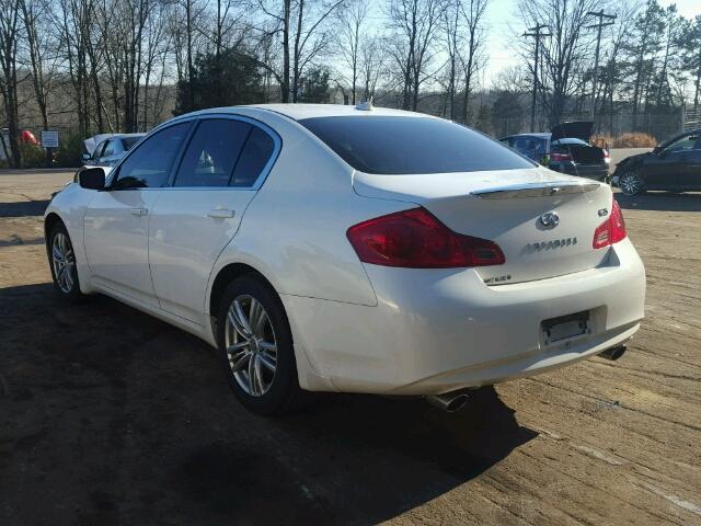 JN1DV6AP5CM700498 - 2012 INFINITI G25 BASE WHITE photo 3