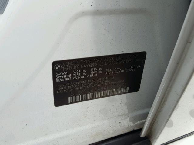 5UXFE43589L272655 - 2009 BMW X5 XDRIVE3 თეთრი ფოტო 10