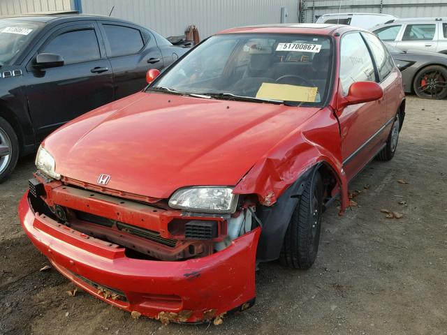 2HGEH3381SH504607 - 1995 HONDA CIVIC SI RED photo 2