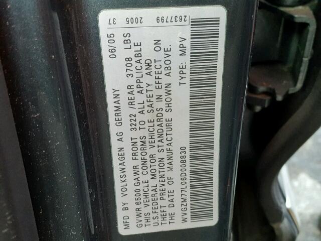 WVGZM77L06D008830 - 2006 VOLKSWAGEN TOUAREG 4. BLUE photo 10