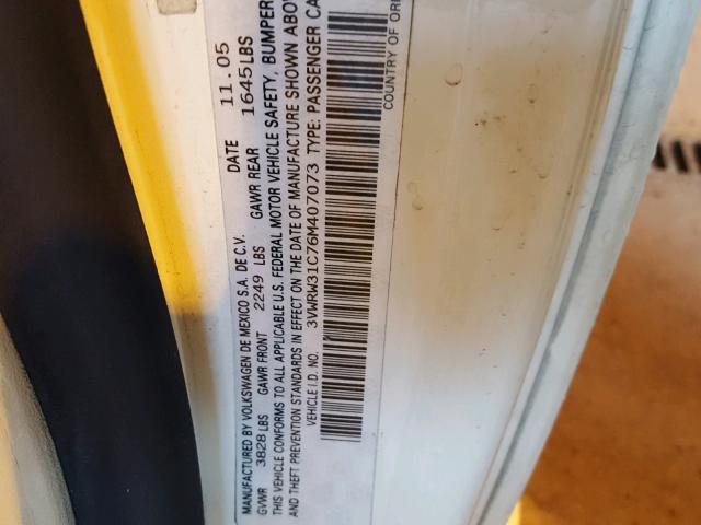 3VWRW31C76M407073 - 2006 VOLKSWAGEN NEW BEETLE 奶油色 照片 10