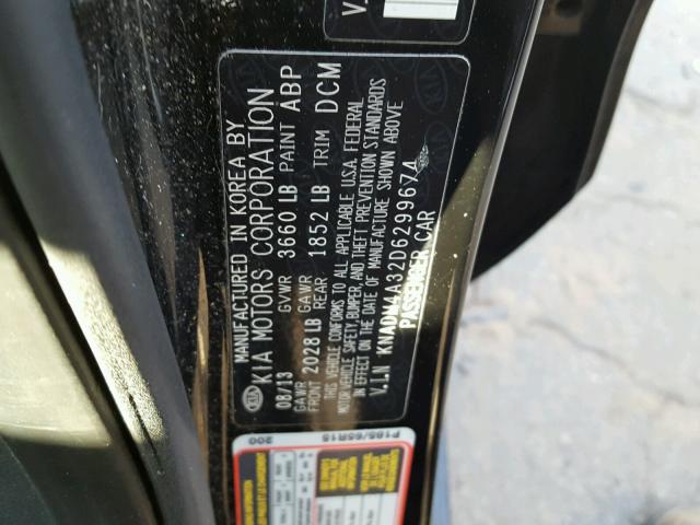 KNADM4A32D6299674 - 2013 KIA RIO LX Սև լուսանկար 10