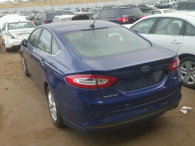 3FA6P0H75DR235920 - 2013 FORD FUSION SE BLUE photo 3