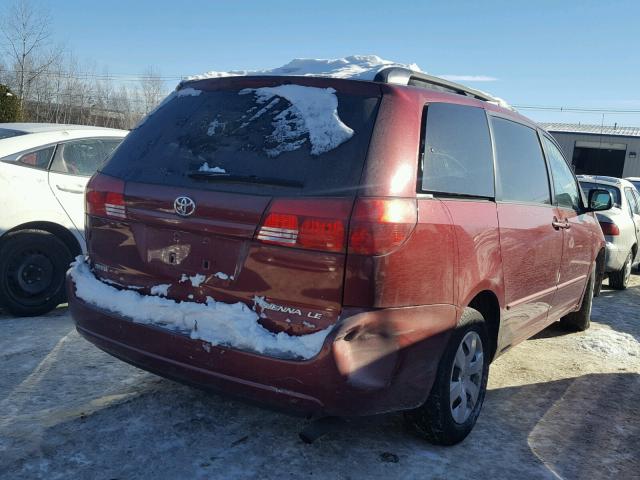 5TDZA23C65S340781 - 2005 TOYOTA SIENNA CE MAROON photo 4