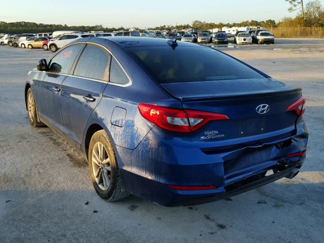 5NPE24AF0GH401443 - 2016 HYUNDAI SONATA SE BLUE photo 3