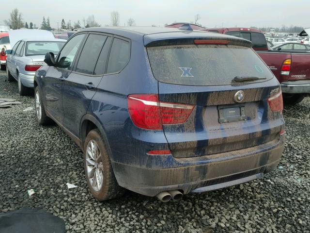 5UXWX9C51D0A18905 - 2013 BMW X3 XDRIVE2 BLUE photo 3