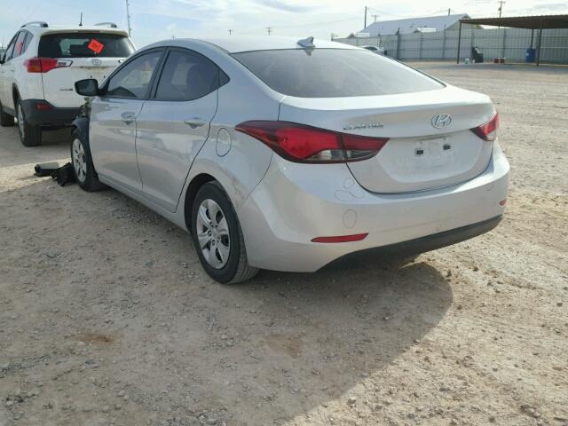 5NPDH4AE1GH751407 - 2016 HYUNDAI ELANTRA SE SILVER photo 3