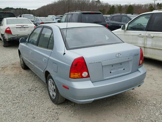 KMHCG45C85U617239 - 2005 HYUNDAI ACCENT GL BLUE photo 3