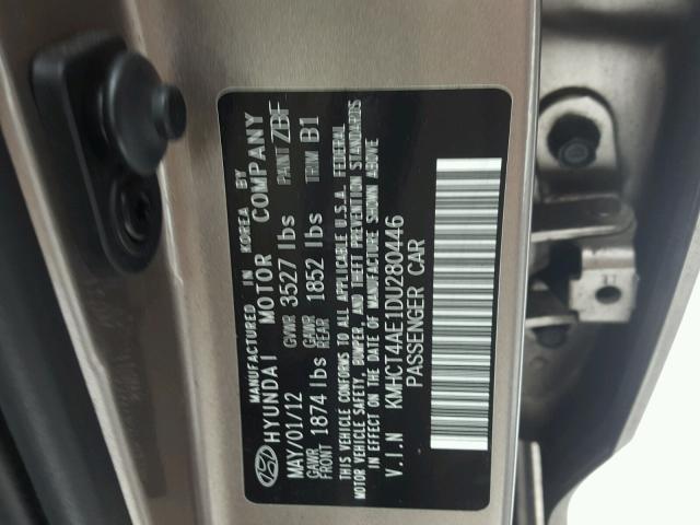 KMHCT4AE1DU280446 - 2013 HYUNDAI ACCENT GLS BROWN photo 10