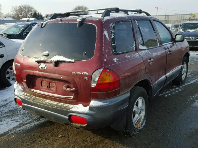 KM8SC13D92U195849 - 2002 HYUNDAI SANTA FE G RED photo 4