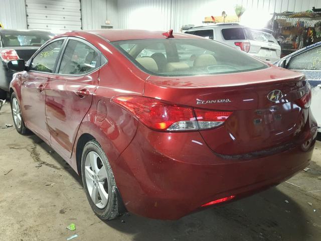 5NPDH4AE6DH278051 - 2013 HYUNDAI ELANTRA GL RED photo 3