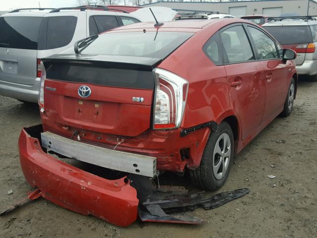 JTDKN3DU2D1708064 - 2013 TOYOTA PRIUS RED photo 4