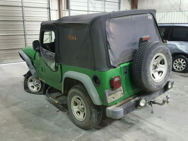 1J4FA39S54P738378 - 2004 JEEP WRANGLER X GREEN photo 3