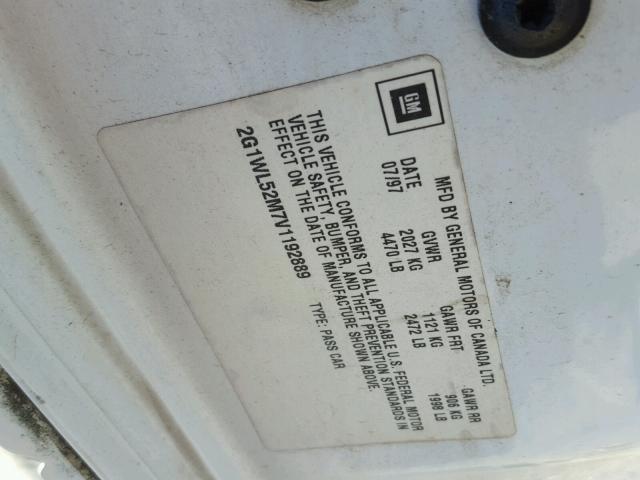 2G1WL52M7V1192889 - 1997 CHEVROLET LUMINA BAS თეთრი ფოტო 10