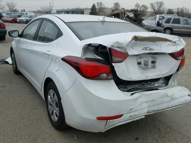 5NPDH4AE6GH764654 - 2016 HYUNDAI ELANTRA SE WHITE photo 3